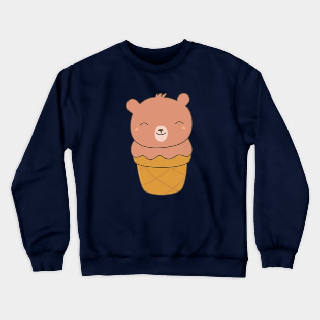 Kawaii Brown Bear Ice Cream Cone T-Shirt Crewneck Sweatshirt by happinessinatee